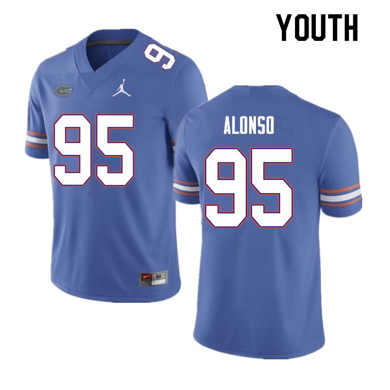 NCAA Florida Gators Lucas Alonso Youth #95 Nike Blue Stitched Authentic College Football Jersey BLK2364OR